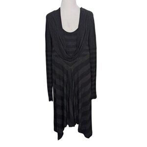 Lauren Vidal Stripe Tunic Dress Womens Size Medium Black Knit Viscose Wool